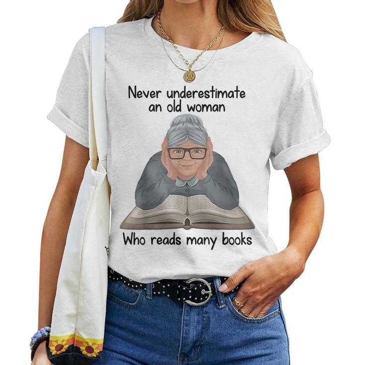 Never Underestimate An Old Woman Who Read Many Book Women T-shirt