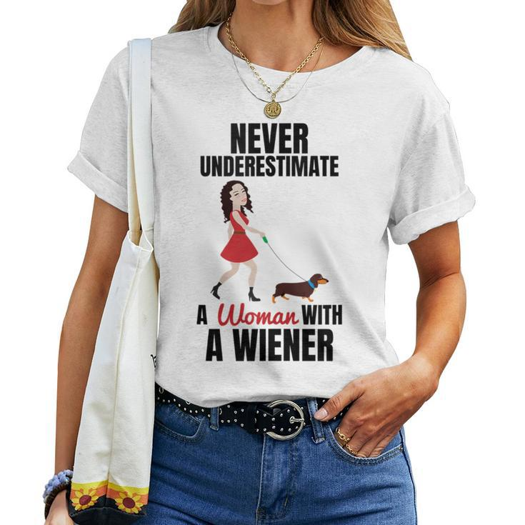Never Underestimate A Woman With A Wiener Dachshund Women T-shirt