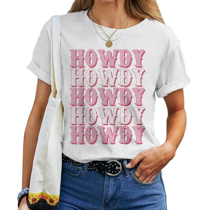 Vintage White Howdy Rodeo Western Country Southern Cowgirl Women T-shirt