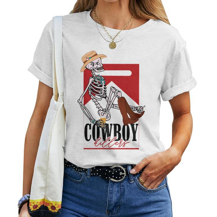 Western Cowgirl Cowboy Killer Skull Cowgirl Rodeo Girl Women T-shirt