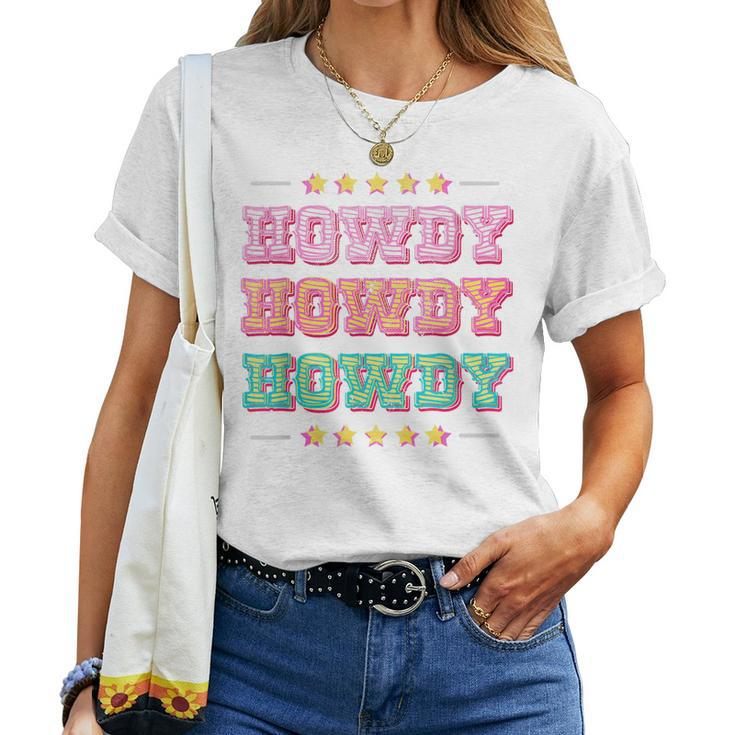 Western Howdy Yeehaw Rodeo Space Cowgirl Horselover Vintage Women T-shirt