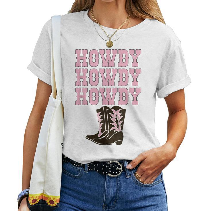 White Howdy Rodeo Western Country Southern Cowgirl Boots Women T-shirt