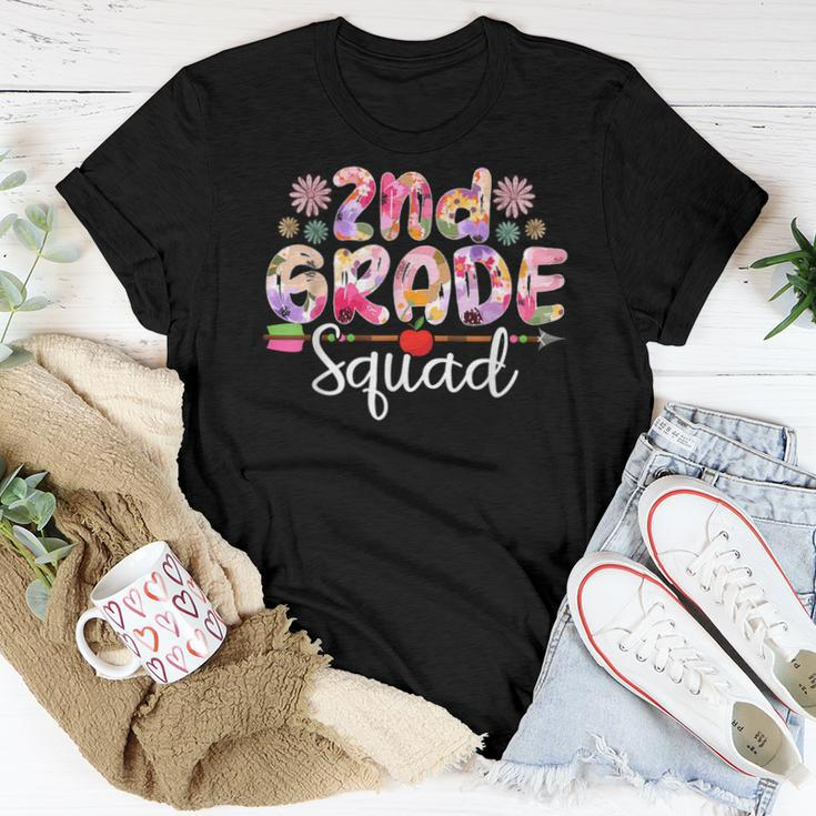 2Nd Grade Squad Colorful Flowers Matching Students Teacher Women T-shirt Funny Gifts