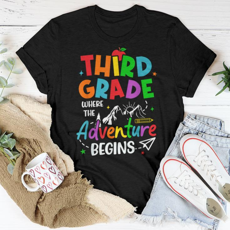 3Rd Grade Where The Adventure Begins Back To School Teacher Women T-shirt Unique Gifts