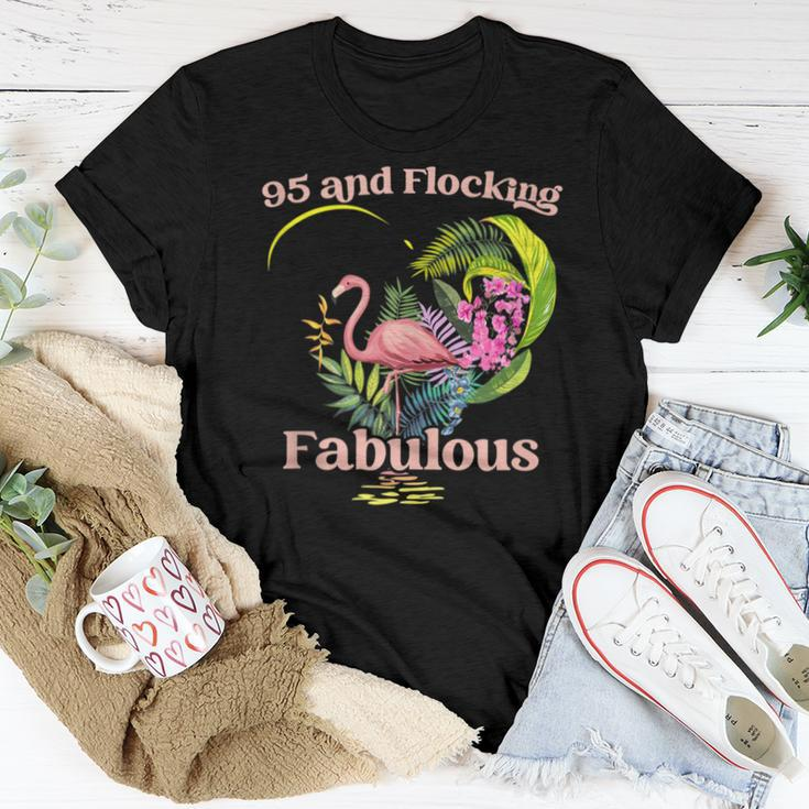 95 Years Old And Flocking Fabulous Flamingo Birthday Women T-shirt Crewneck Unique Gifts