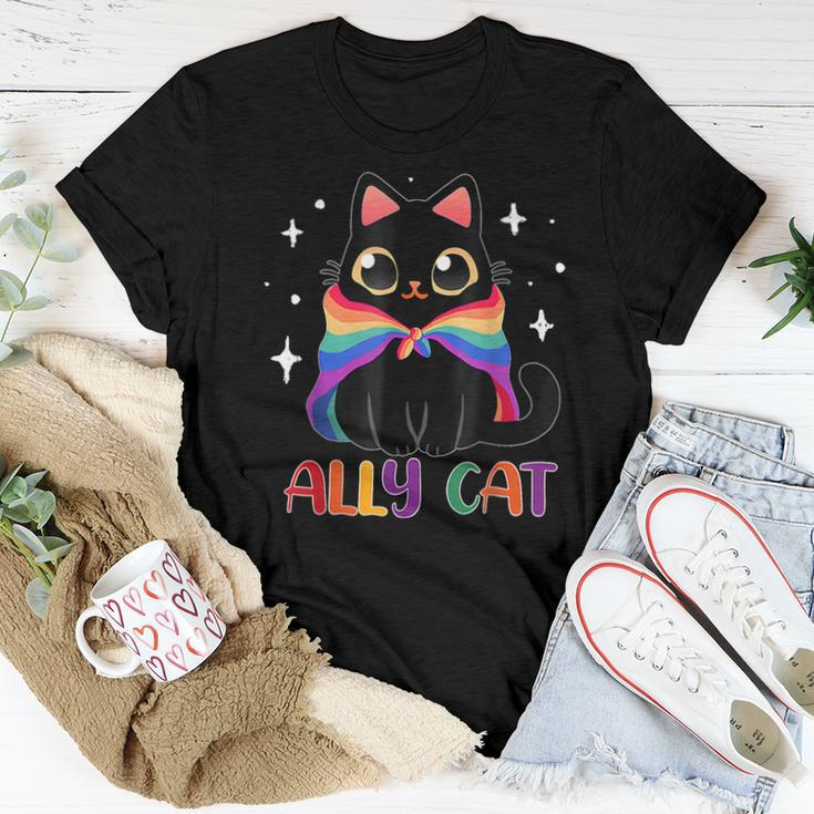 Ally Cat Lgbt Gay Rainbow Pride Flag Cat Lover Women T-shirt Unique Gifts