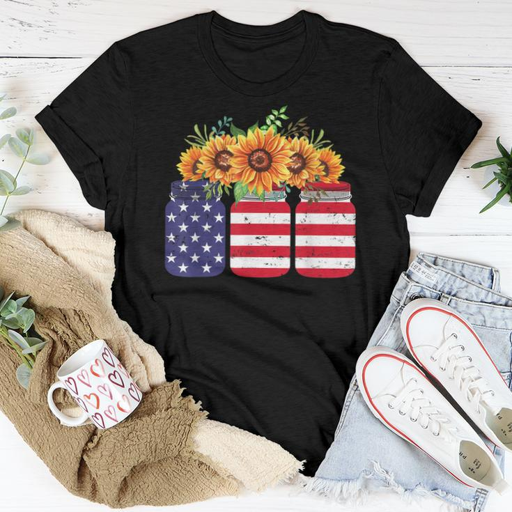 American Flag Sunflower 4Th Of July Independence Usa Day Women T-shirt Unique Gifts
