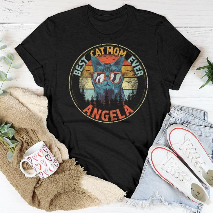 Angela Best Cat Mom Ever Custom Personalized Name Women T-shirt Unique Gifts