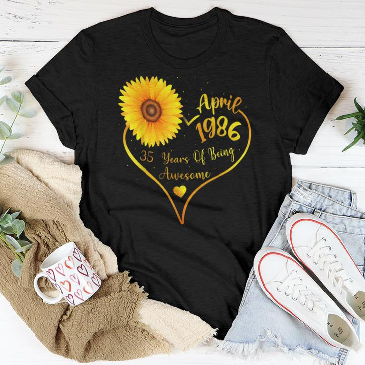 April 1986 35Th Birthday For Women Sunflower Lovers Women T-shirt Unique Gifts