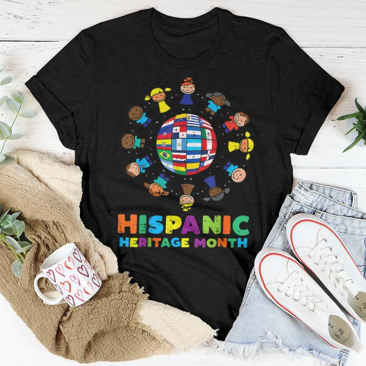 Around Globe Hispanic Flags Heritage Month Boys Girls Women T-shirt Unique Gifts