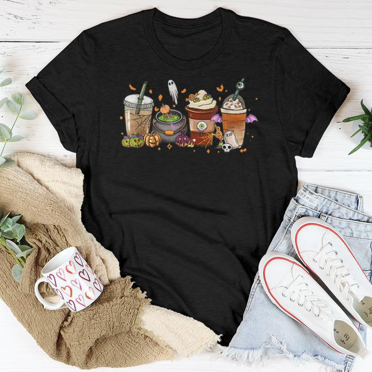 Autumn Fall Coffee Latte Cups Horrors & Ghost Halloween Days For Coffee Lovers Women T-shirt Unique Gifts