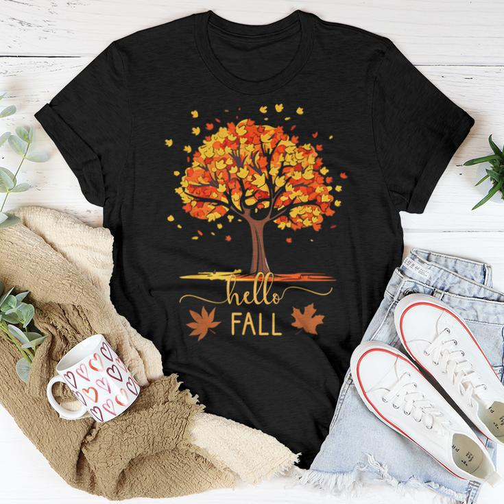 Autumn Leaves Hello Fall Season Leaf Girls Women T-shirt Personalized Gifts