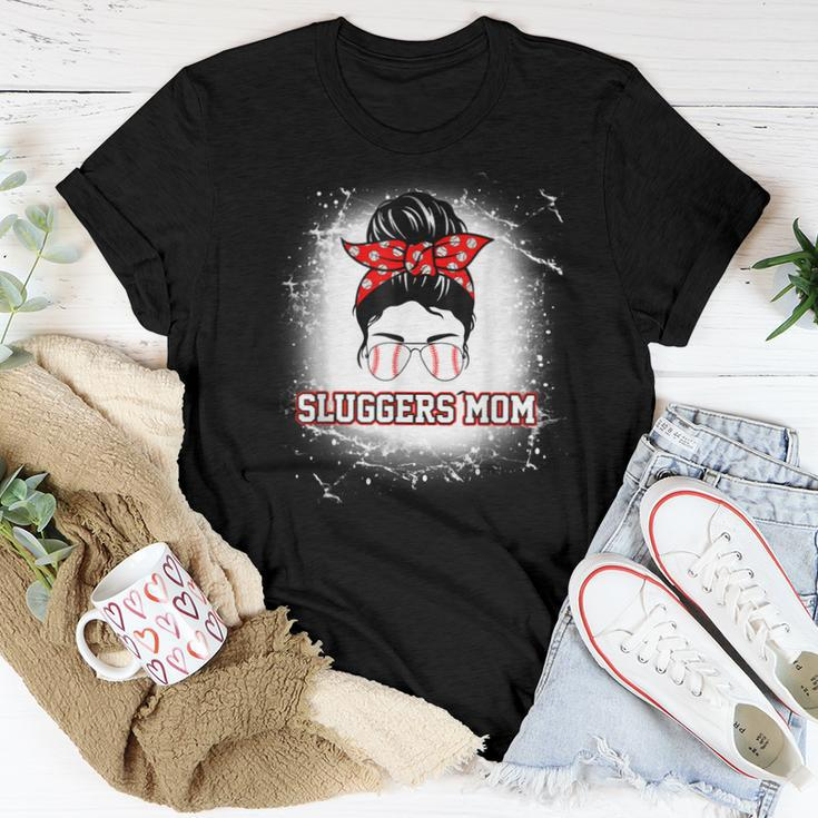 Baseball Sluggers Mom Messy Bun For Mothers Women T-shirt Unique Gifts