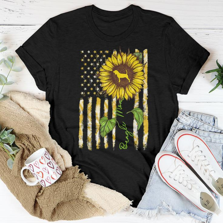 Beagle Mom Sunflower American Flag Dog Lover Women T-shirt Unique Gifts