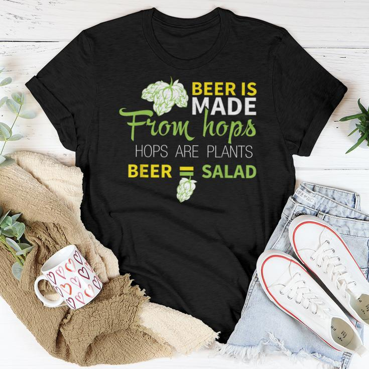 Beer Is From Hops Beer Equals Salad Alcoholic Party Women T-shirt Unique Gifts