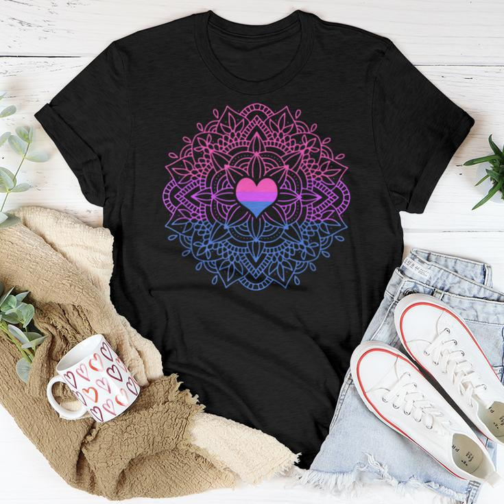 Bi Flag Heart Mandala Bisexual Pride Women T-shirt Unique Gifts