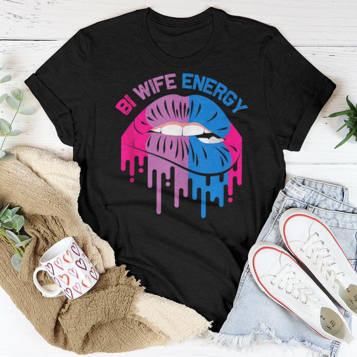 Bi Wife Energy Lgbtq Sexy Lip Lgbt Pride Month Women T-shirt Unique Gifts