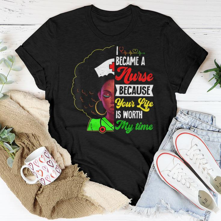Black Woman Nurse Afro Retro Junenth Black History Month Women T-shirt Funny Gifts