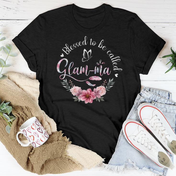 Blessed To Be Called Glamma Women Floral Decor Grandma Women T-shirt Unique Gifts