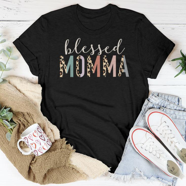 Blessed Momma Cute Leopard Print Women T-shirt Personalized Gifts