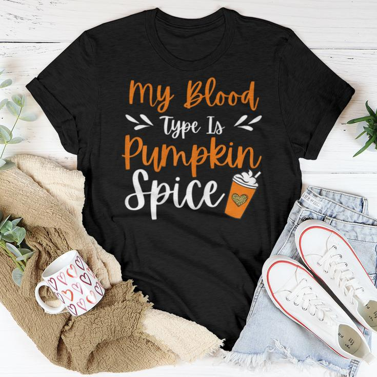 My Blood Type Is Pumpkin Spice Coffee Cute Fall Women T-shirt Unique Gifts