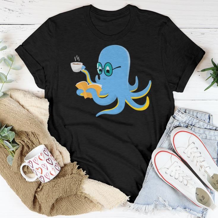 Book Reading Octopus For Bookworms Drinking Coffee Men Women Reading s Women T-shirt Crewneck Unique Gifts