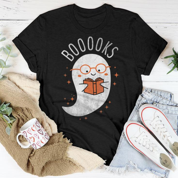 Booooks Ghost Funny Halloween Teacher Book Library Reading Gift For Women Women Crewneck Short T-shirt Personalized Gifts