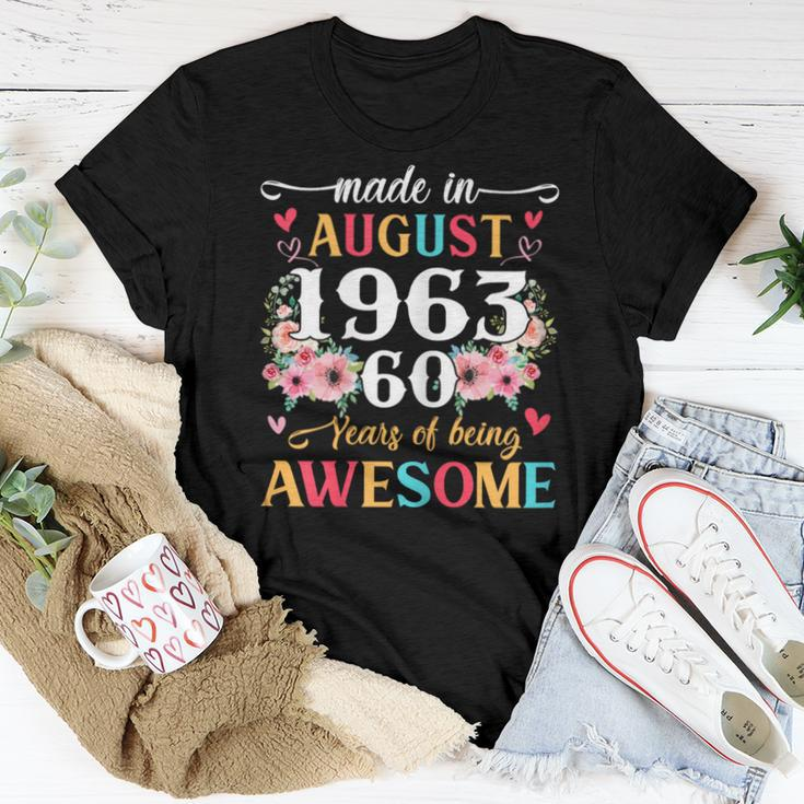 Born August 1963 60Th Birthday Gift Made In 1963 60 Year Old Women T-shirt Funny Gifts