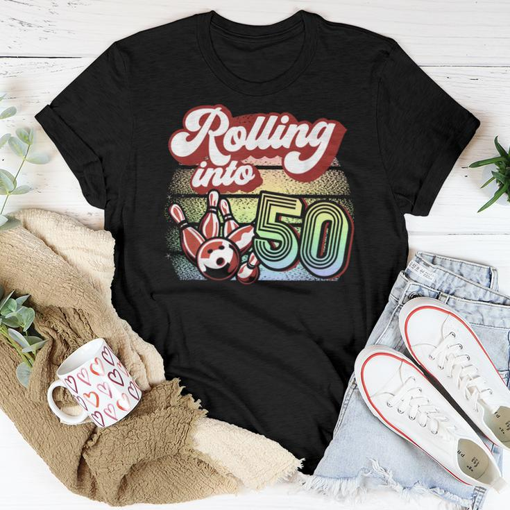 Bowling Party Rolling Into 50 Bowling Birthday Women T-shirt Funny Gifts