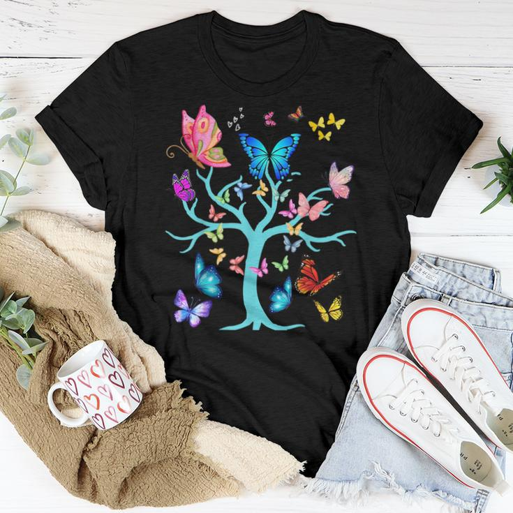 Butterfly Lovers Butterflies Circle Around The Tree Design Women T-shirt Funny Gifts