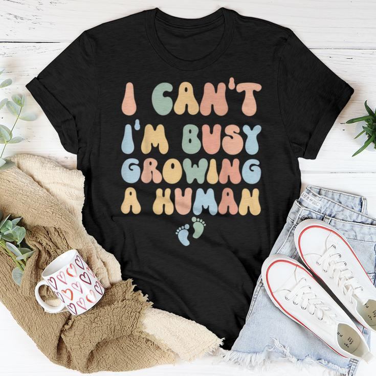I Cant Im Busy Growing A Human Future Mom Quotes Women T-shirt Unique Gifts