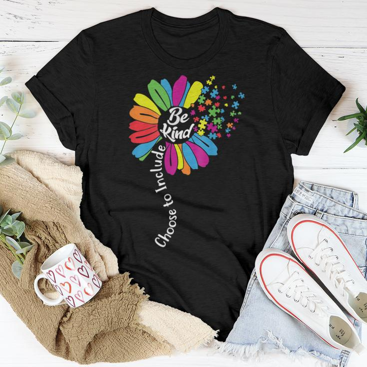 Choose To Include Sunflower Autism Awareness Be Kind Puzzle Women T-shirt Unique Gifts