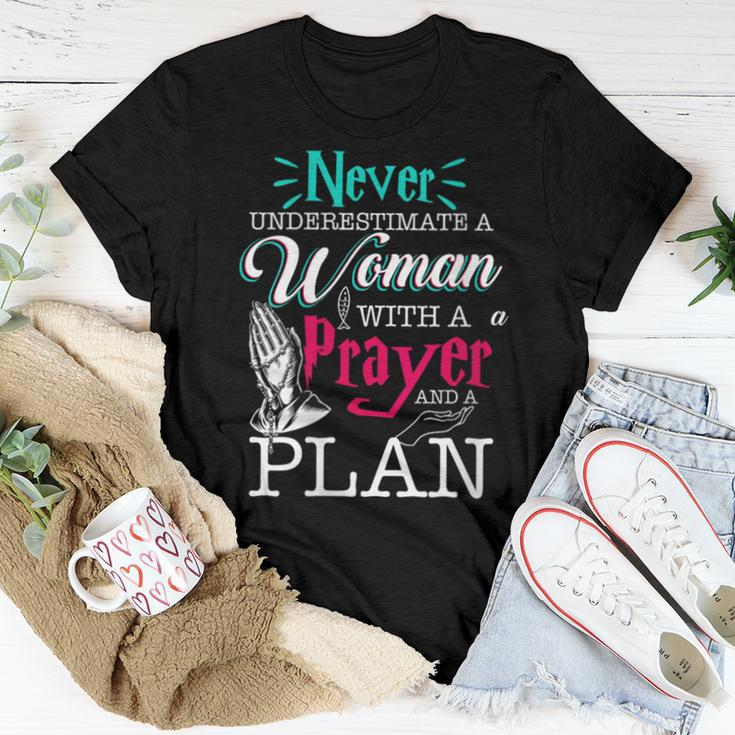Christian Faith Never Underestimate A With Prayer Plan Women T-shirt Unique Gifts