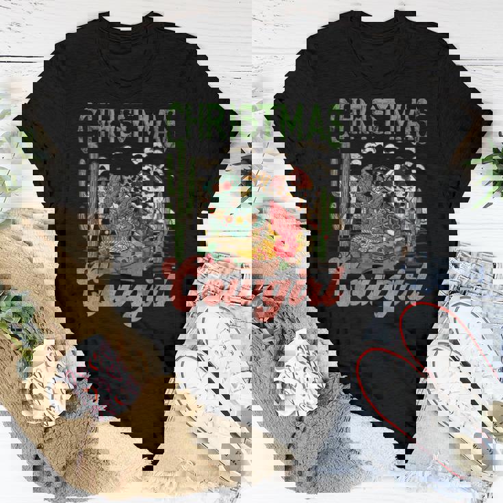 Christmas Cowgirl Western Christmas Cowboy Christmas Boots Women T-shirt Unique Gifts