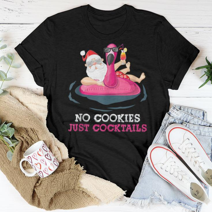 Christmas In July No Cookies Just Cocktails Summer Flamingo Cocktails Women T-shirt Unique Gifts