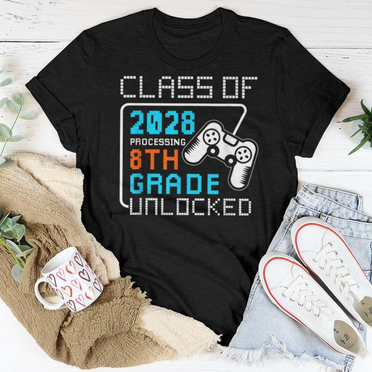 Class Of 2028 Processing 8Th Grade Unlocked Graduate Gamer Women T-shirt Funny Gifts