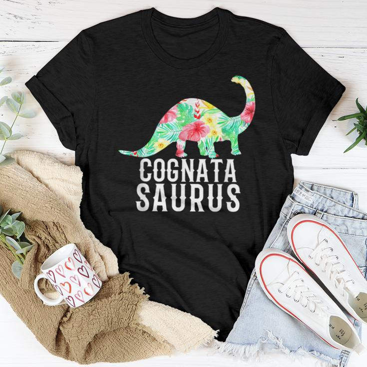 Cognatasaurus Italian Sister In Law Dinosaur Floral Women T-shirt Crewneck Unique Gifts