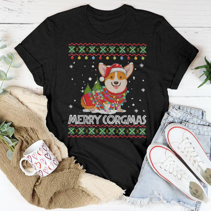 Corgi Dog Merry Corgmas Santa Corgi Ugly Christmas Sweater Women T-shirt Funny Gifts