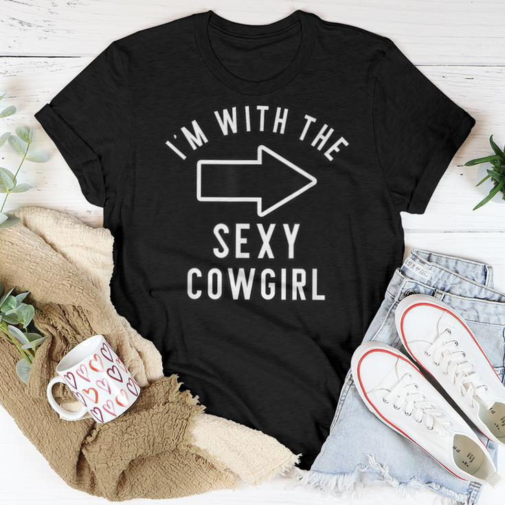 Couples Halloween Costume Im With The Sexy Cowgirl Women T-shirt Unique Gifts