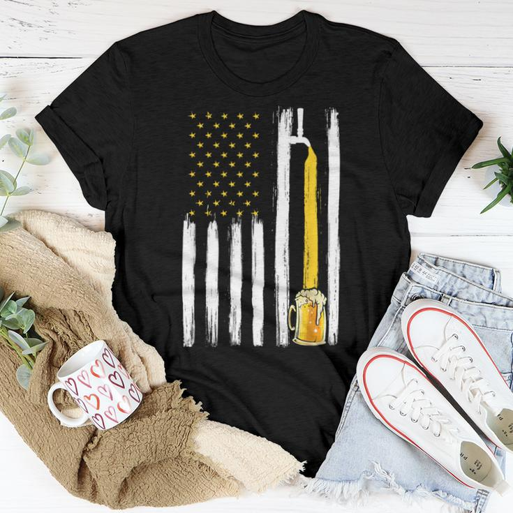 Craft Beer American Flag Usa 4Th Of July Brewery America Women T-shirt Unique Gifts