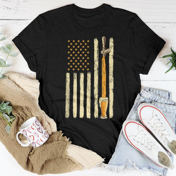 Craft Beer Tap Distressed American Flag Patriotic Alcohol Women T-shirt Unique Gifts