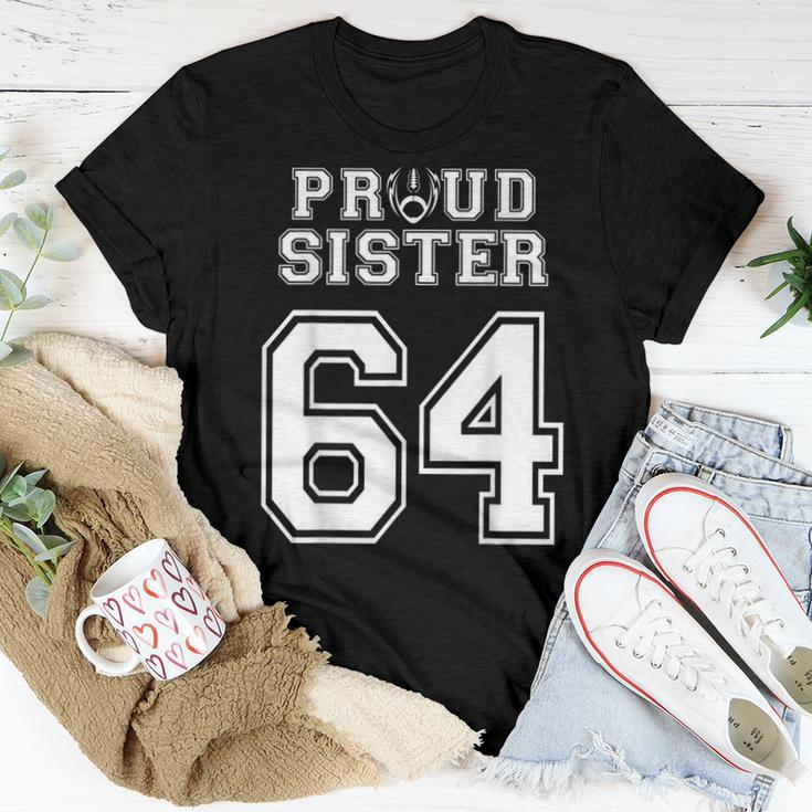 Custom Proud Football Sister Number 64 Personalized Women Women T-shirt Unique Gifts