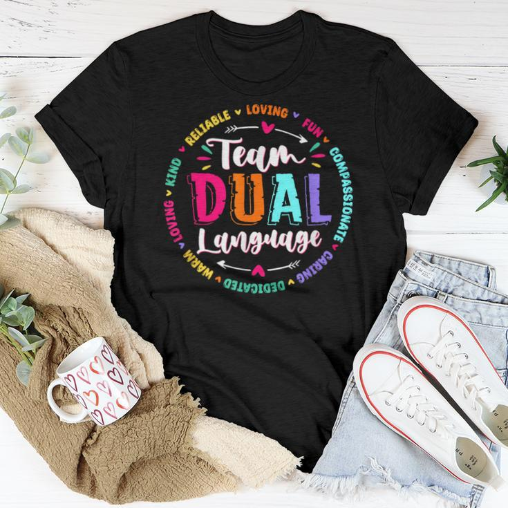 Cute Back To School Squad Team Dual Language Teachers Women T-shirt Funny Gifts