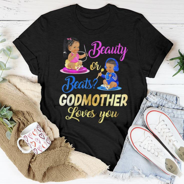 Cute Beauty Or Beat Godmother Loves You Gender Reveal Party Women T-shirt Funny Gifts