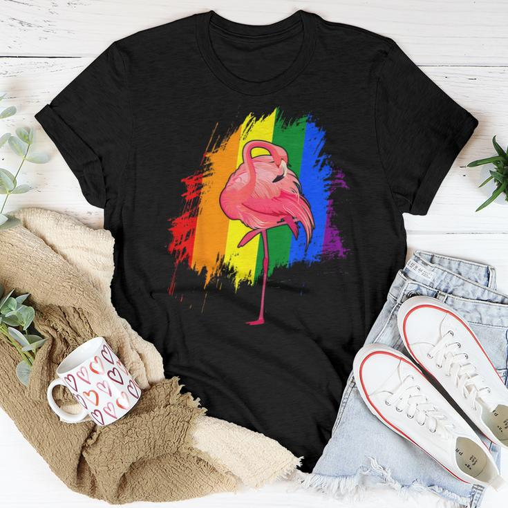Cute Pink Flamingo Rainbow Flag Lgbt Gay Lesbian Pride Month Women T-shirt Unique Gifts