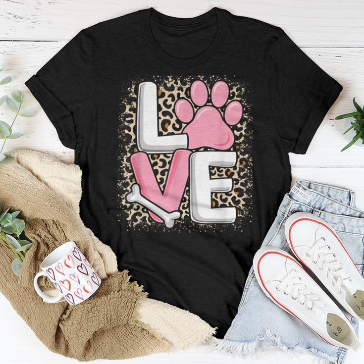Cute Pink Love Dog Paw Dog Puppy Lover Girls Women T-shirt Unique Gifts