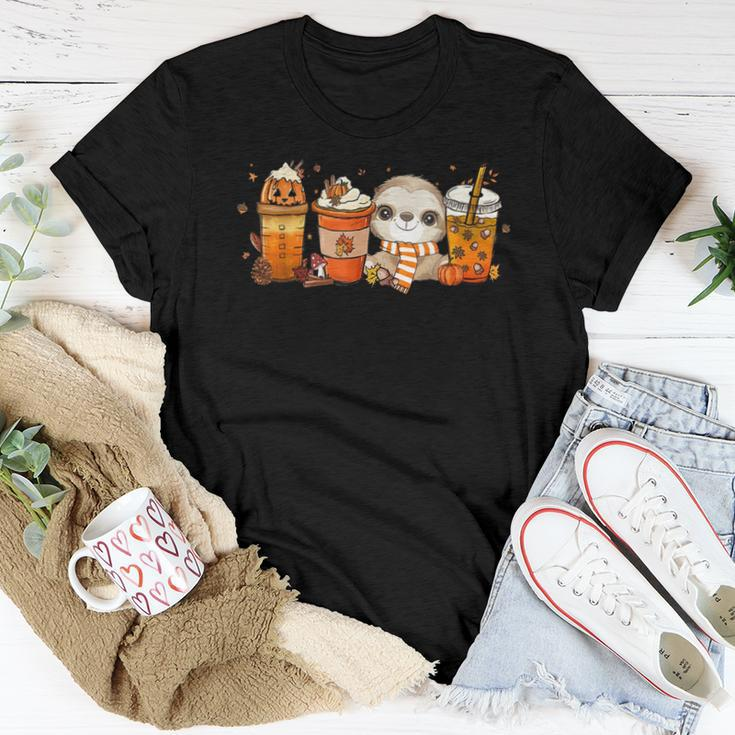 Cute Sloth Pumpkin Spice Coffee Latte Fall Autumn Season For Coffee Lovers Women T-shirt Unique Gifts