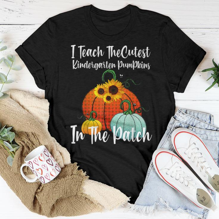 Cutest Pumpkins In Patch Kindergarten Teacher Fall Halloween Kindergarten Teacher Women T-shirt Unique Gifts