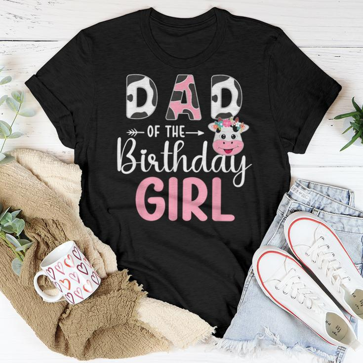 Dad Of The Birthday Girl Farm Cow 1 St Birthday Girl Women T-shirt Funny Gifts
