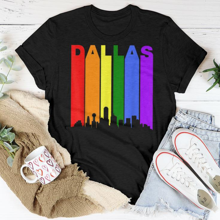 Dallas Texas Downtown Rainbow Skyline Lgbt Gay Pride Women T-shirt Unique Gifts